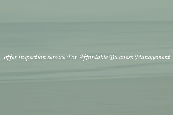 offer inspection service For Affordable Business Management