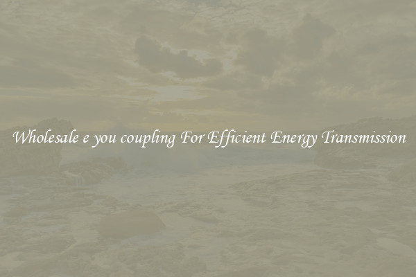 Wholesale e you coupling For Efficient Energy Transmission