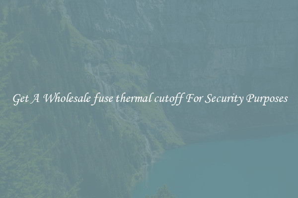 Get A Wholesale fuse thermal cutoff For Security Purposes