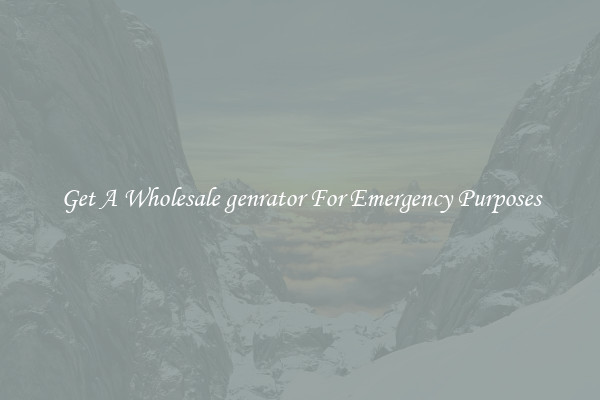 Get A Wholesale genrator For Emergency Purposes