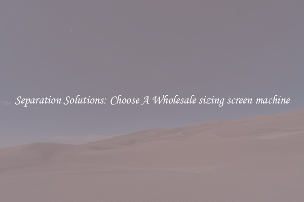 Separation Solutions: Choose A Wholesale sizing screen machine
