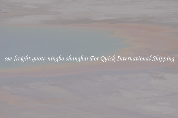 sea freight quote ningbo shanghai For Quick International Shipping